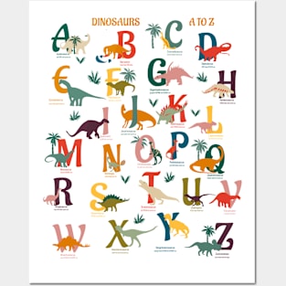 Dinosaurs A to Z- Rainbow Dinos Chart Posters and Art